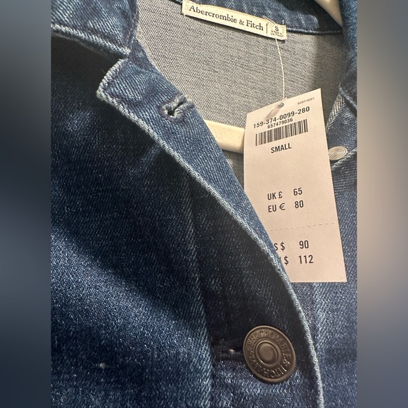 NWT Abercrombie Denim Long Sleeve Button Down Shirt Dress in dark wash - Picture 4 of 5